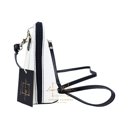 Ella Small Two-Tone Genuine Italian Leather Handbag with Detachable Straps