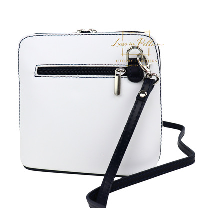 Ella Small Two-Tone Genuine Italian Leather Handbag with Detachable Straps