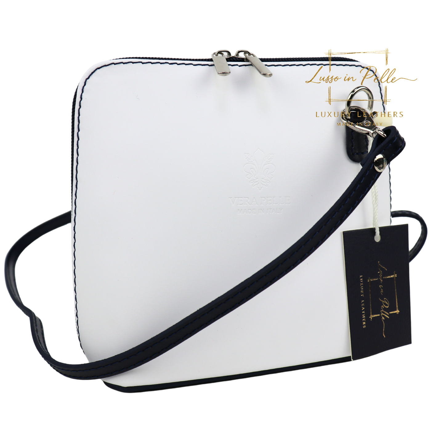 Ella Small Two-Tone Genuine Italian Leather Handbag with Detachable Straps