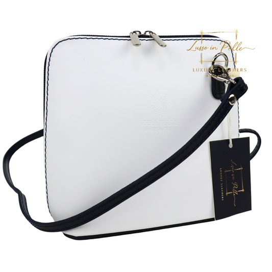 Ella Small Two-Tone Genuine Italian Leather Handbag with Detachable Straps
