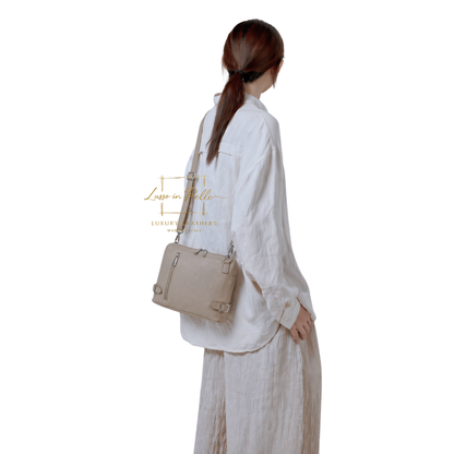 Rectangular Structured Italian Grain Leather Crossbody Bag with Adjustable Straps
