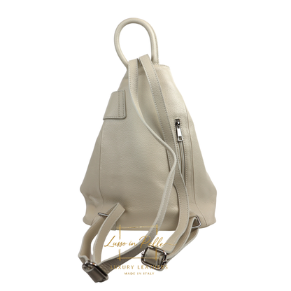 Fold-over Pebbled Leather Backpack