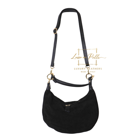 Suede Half Moon Shoulder & Crossbody Bag