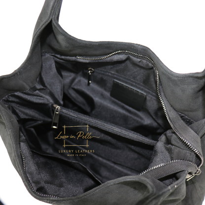 Lusso Double Handle Large Suede Shoulder Tote