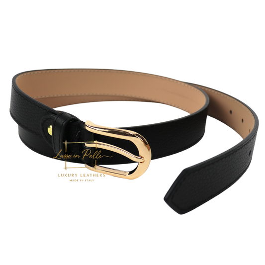 Gold Hardware Vera Pelle Italian Leather Belt