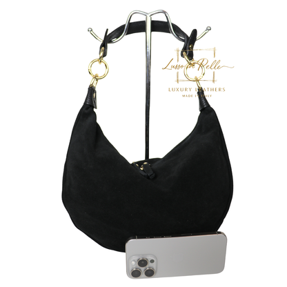 Suede Half Moon Shoulder & Crossbody Bag