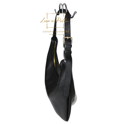 Pebbled Leather Hobo Shoulder Bag with Adjustable Strap