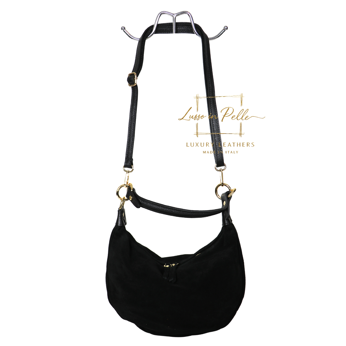 Suede Half Moon Shoulder & Crossbody Bag