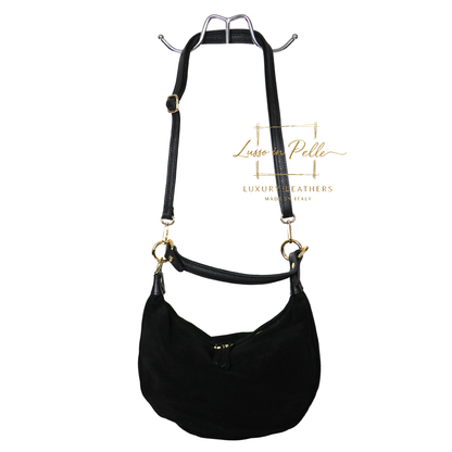 Suede Half Moon Shoulder & Crossbody Bag