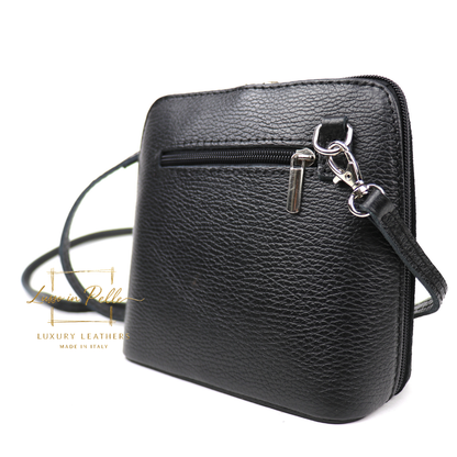 Small Suede Front Grain Leather Handbag with Detachable Straps