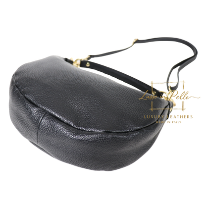 Grain Leather Half Moon Shoulder & Crossbody Bag