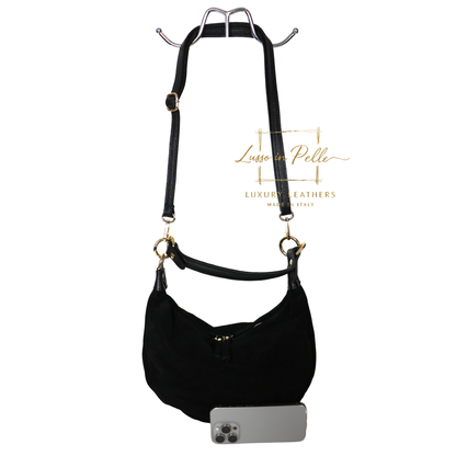 Suede Half Moon Shoulder & Crossbody Bag