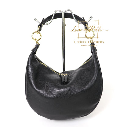 Grain Leather Half Moon Shoulder & Crossbody Bag
