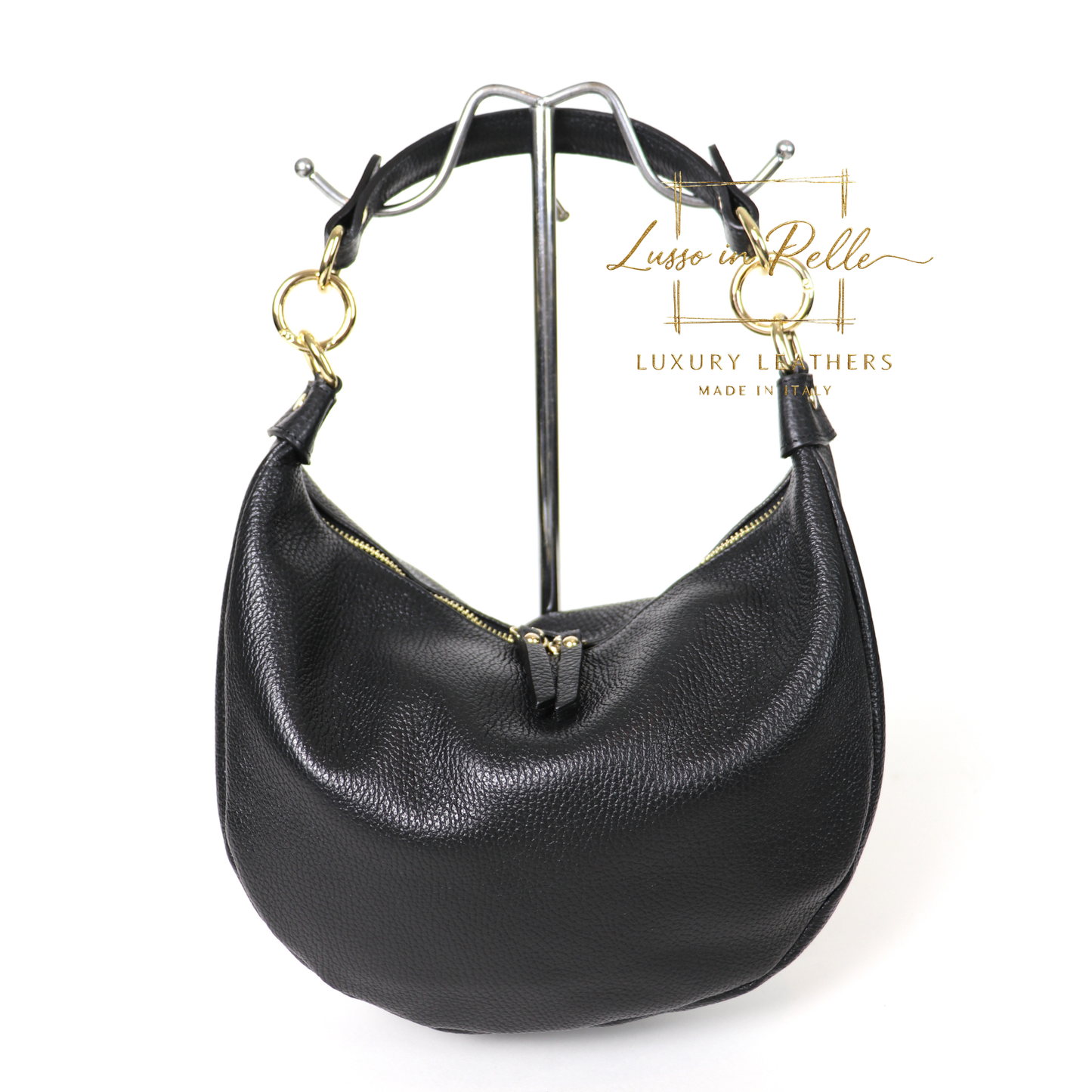 Grain Leather Half Moon Shoulder & Crossbody Bag