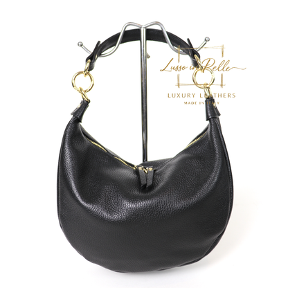 Grain Leather Half Moon Shoulder & Crossbody Bag