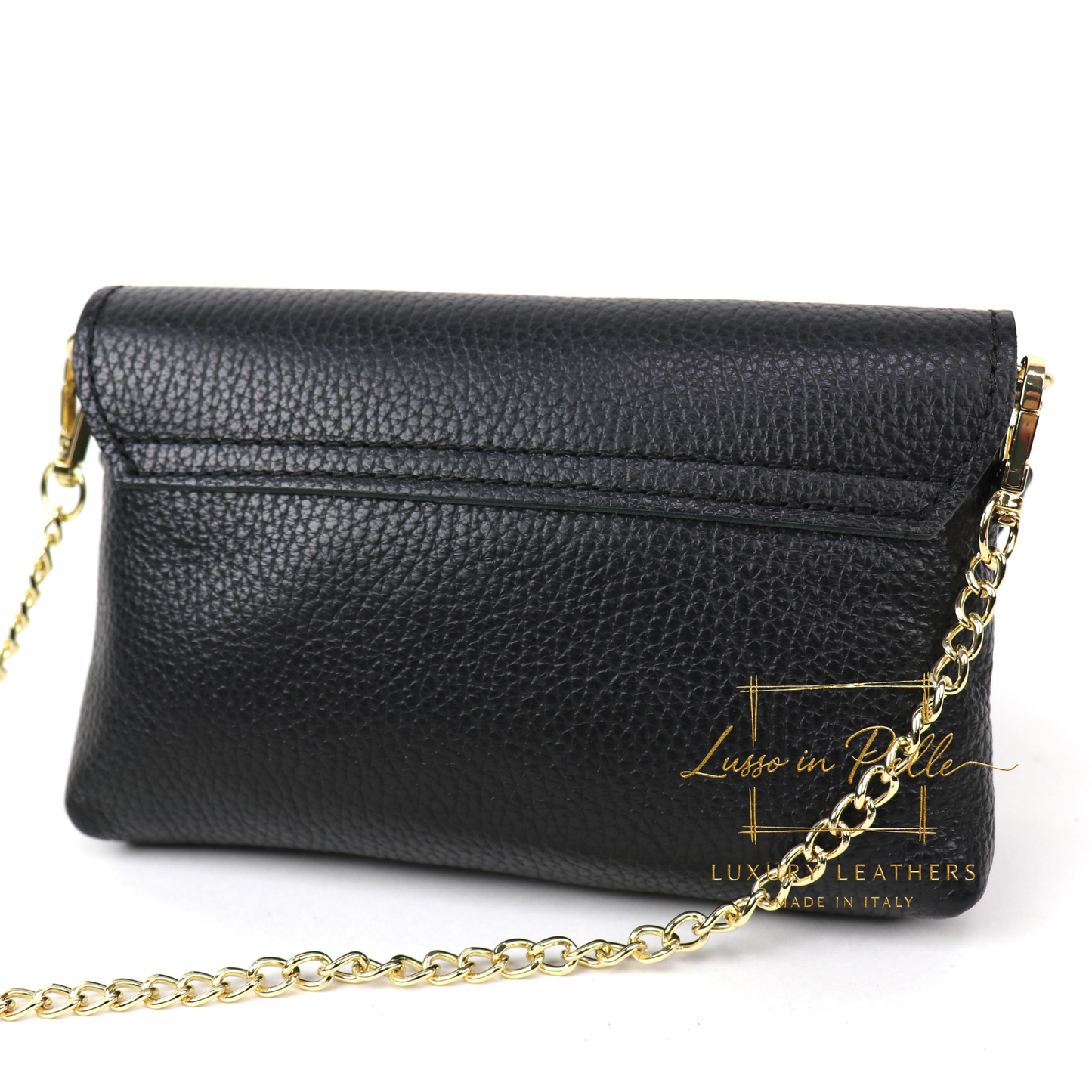 Small Pebbled Leather Clutch/Shoulder/Crossbody Bag with Bamboo-Style Clasp