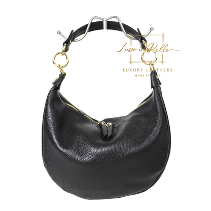Grain Leather Half Moon Shoulder & Crossbody Bag