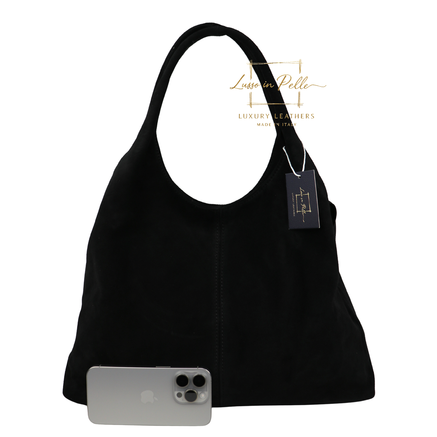Lusso Double Handle Large Suede Shoulder Tote