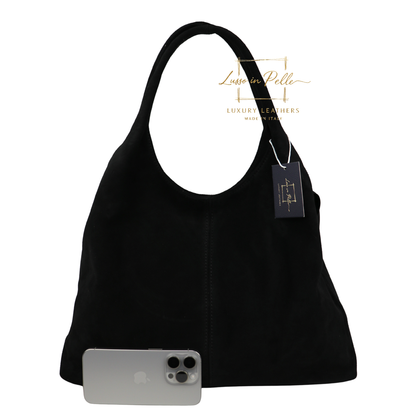 Lusso Double Handle Large Suede Shoulder Tote