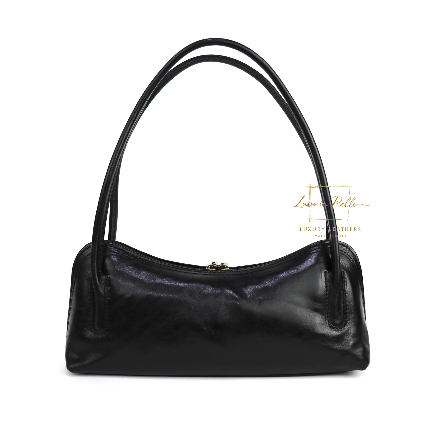 Buffered Leather Elongated Structured Florence Shoulder Bag