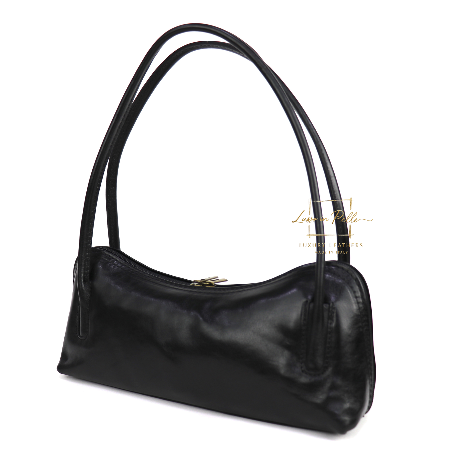 Buffered Leather Elongated Structured Florence Shoulder Bag
