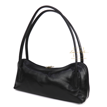 Buffered Leather Elongated Structured Florence Shoulder Bag