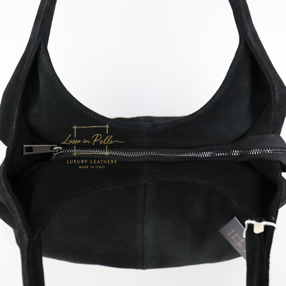 Lusso Double Handle Large Suede Shoulder Tote