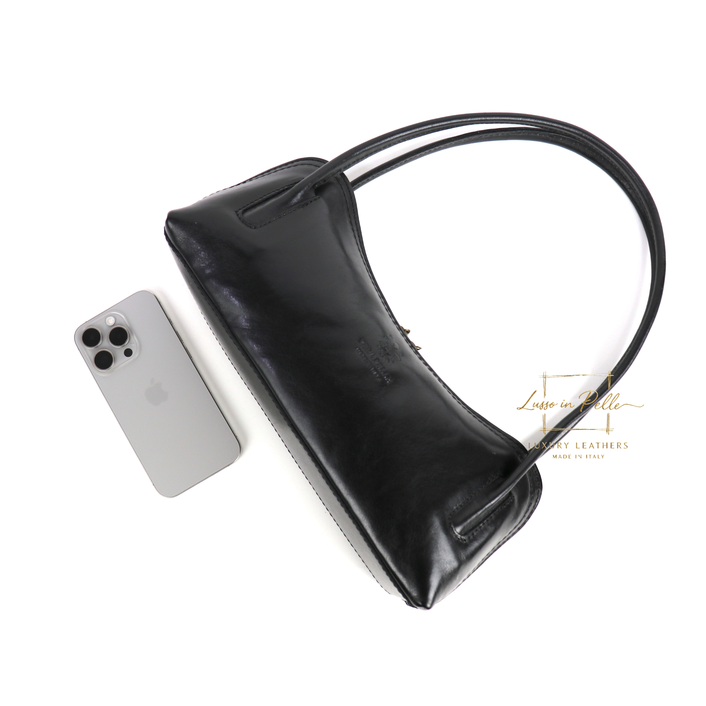 Buffered Leather Elongated Structured Florence Shoulder Bag