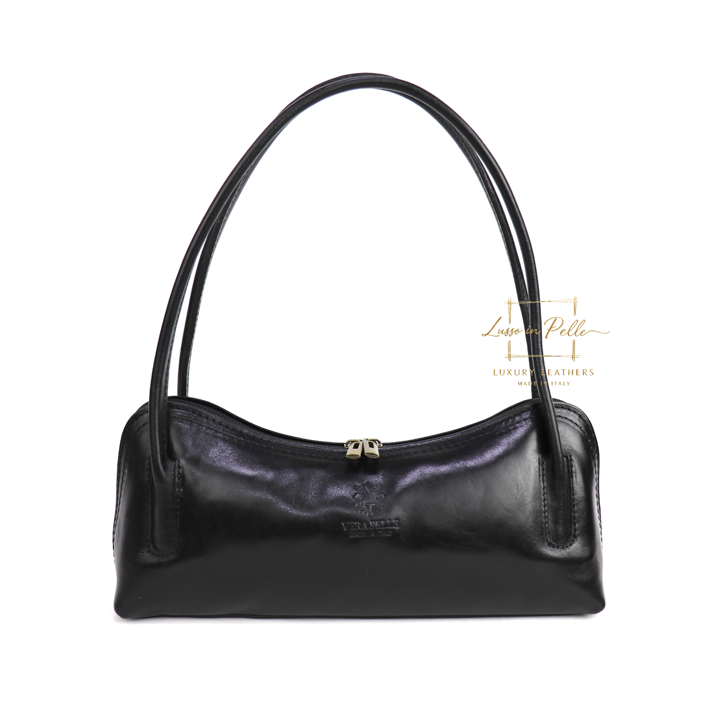 Buffered Leather Elongated Structured Florence Shoulder Bag