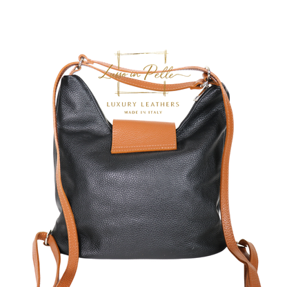 Grain Leather Two-Way Backpack & Crossbody