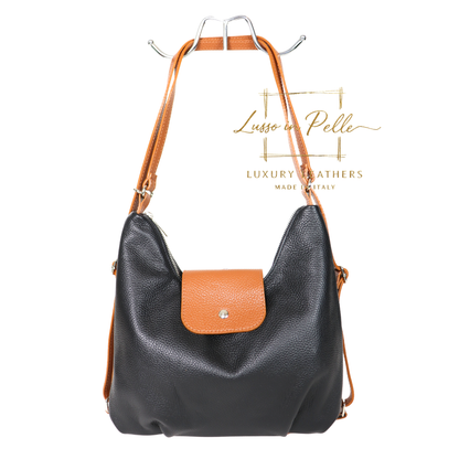 Grain Leather Two-Way Backpack & Crossbody