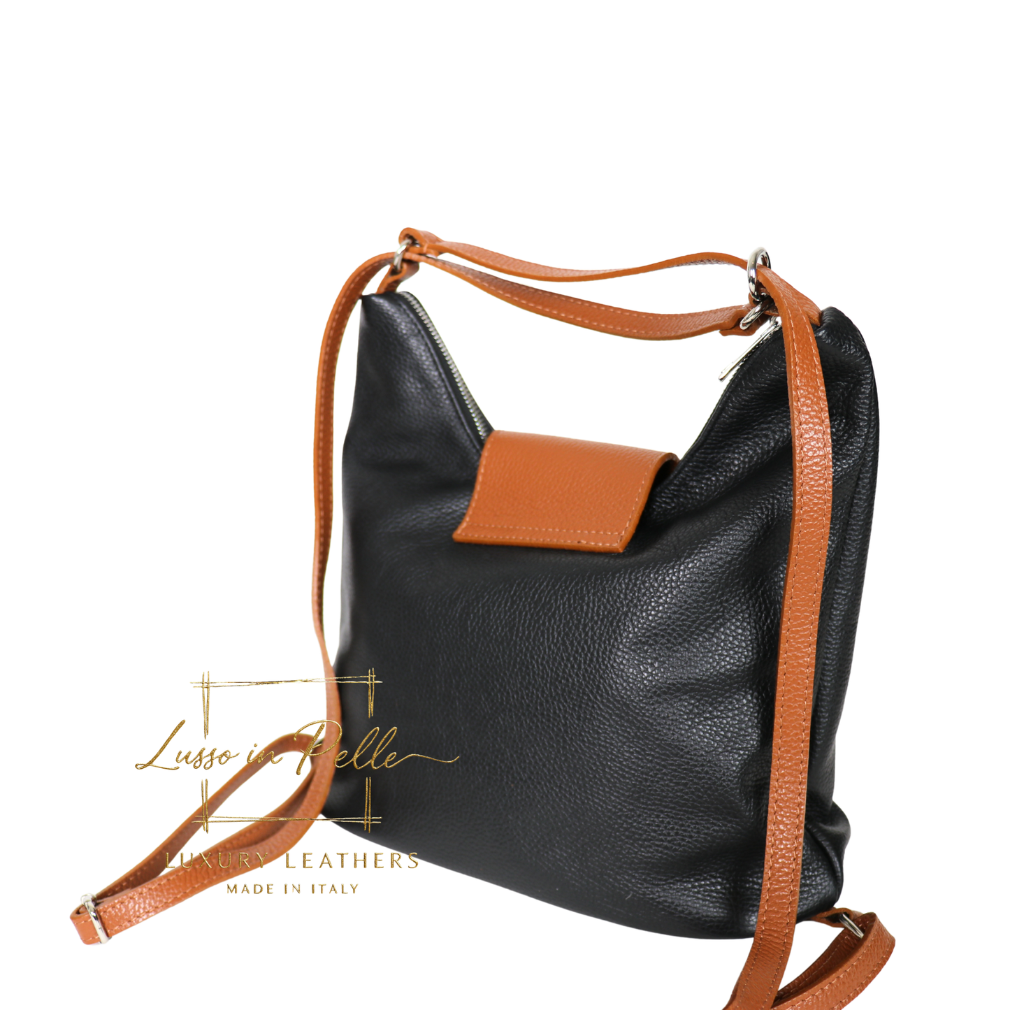Grain Leather Two-Way Backpack & Crossbody
