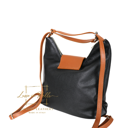 Grain Leather Two-Way Backpack & Crossbody