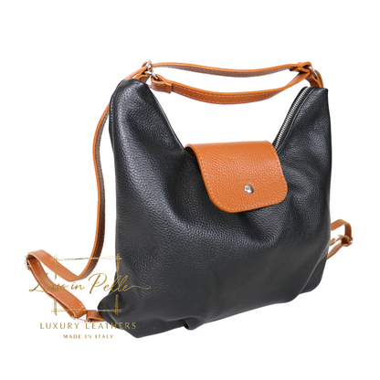 Grain Leather Two-Way Backpack & Crossbody