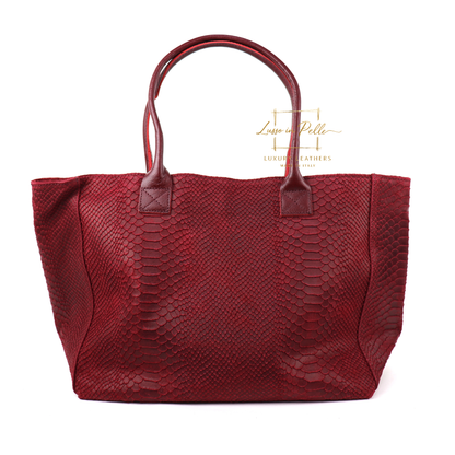 Suede Snake Print Two Style Large Shopper Bag