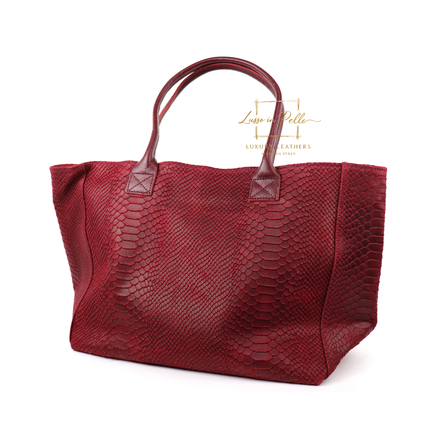 Suede Snake Print Two Style Large Shopper Bag