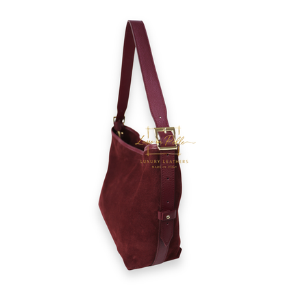 Medium Suede Handbag with Adjustable Leather Straps