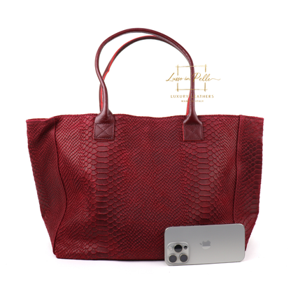 Suede Snake Print Two Style Large Shopper Bag