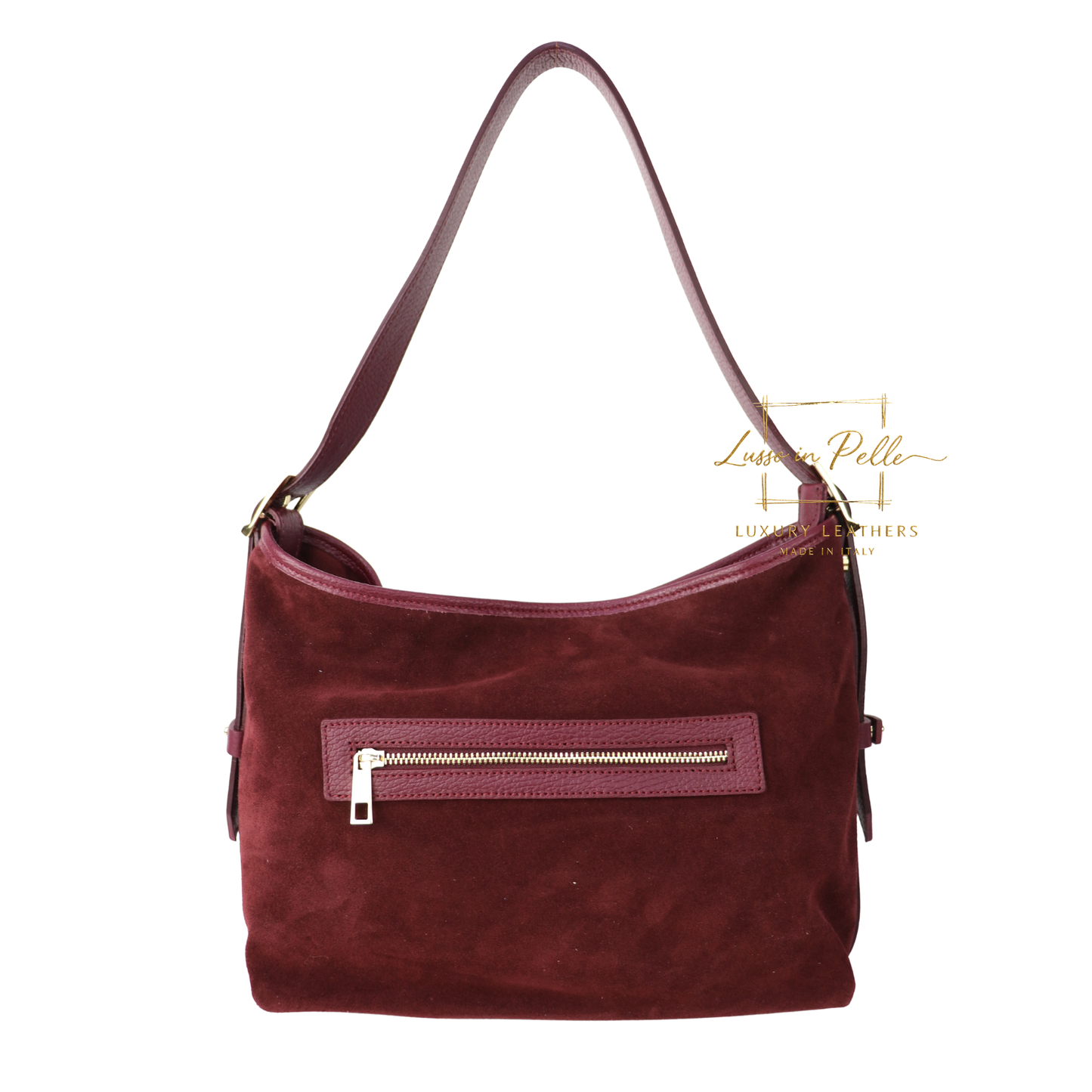 Medium Suede Handbag with Adjustable Leather Straps