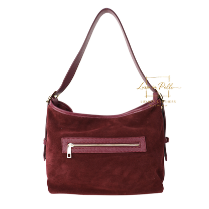 Medium Suede Handbag with Adjustable Leather Straps