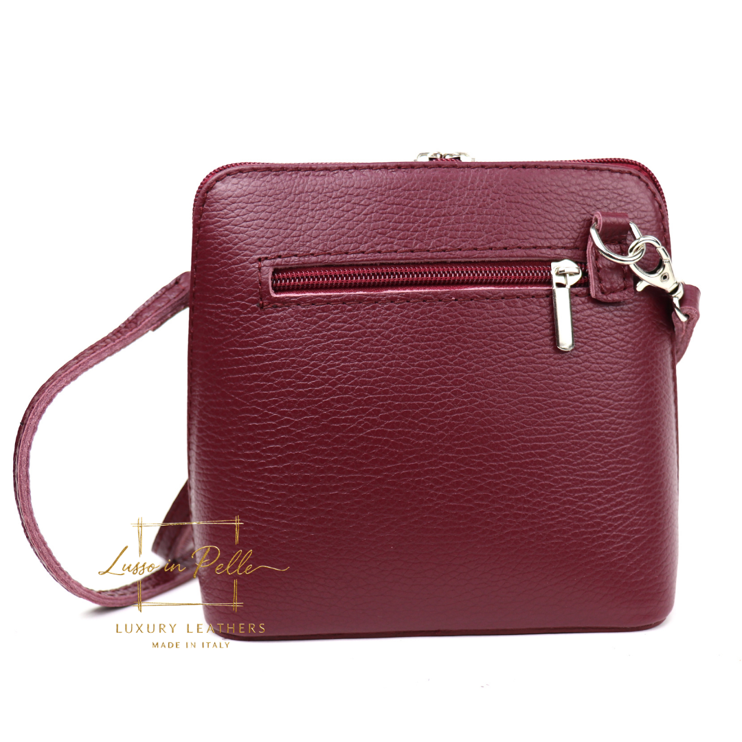 Small Suede Front Grain Leather Handbag with Detachable Straps