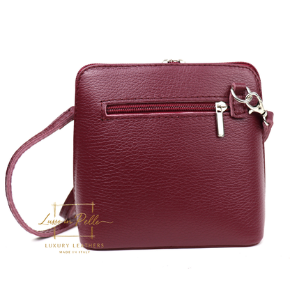 Small Suede Front Grain Leather Handbag with Detachable Straps