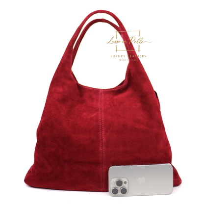 Lusso Double Handle Large Suede Shoulder Tote