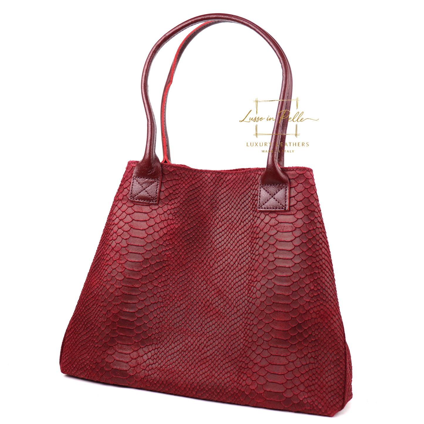 Suede Snake Print Two Style Large Shopper Bag