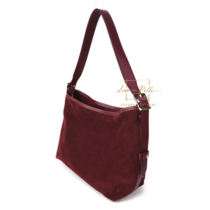 Medium Suede Handbag with Adjustable Leather Straps