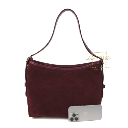 Medium Suede Handbag with Adjustable Leather Straps