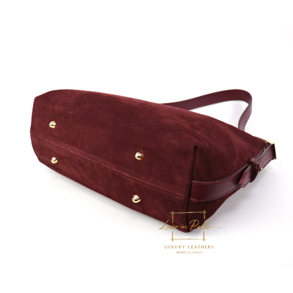 Medium Suede Handbag with Adjustable Leather Straps
