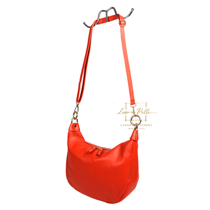 Grain Leather Half Moon Shoulder & Crossbody Bag