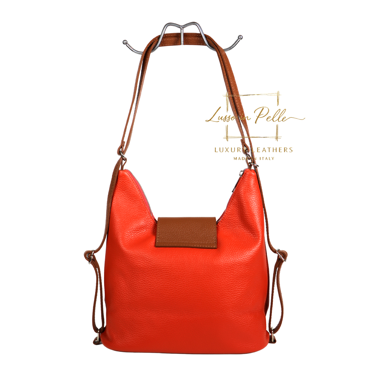 Grain Leather Two-Way Backpack & Crossbody