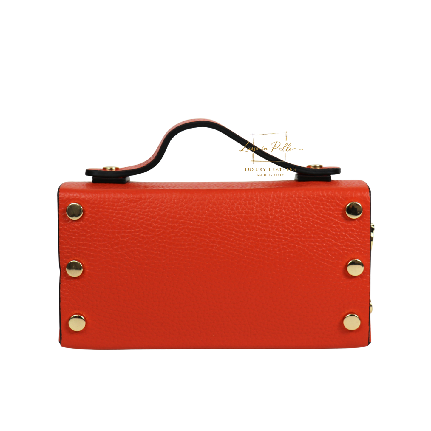 Small Genuine Leather Satchel Bag with Top Handle and Chain Straps